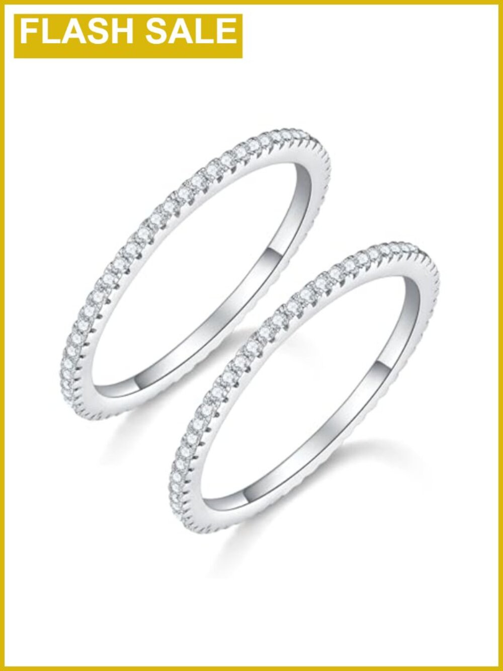 14K Gold Plated Cubic Zirconia Eternity Stacking Ring Set 1.5mm